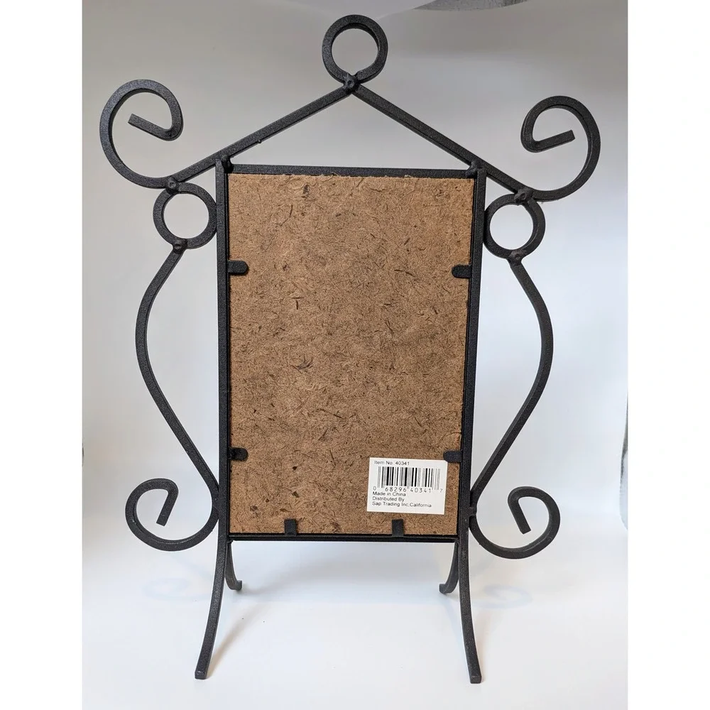 Vintage Wrought Iron Scroll Tabletop Photo Frame